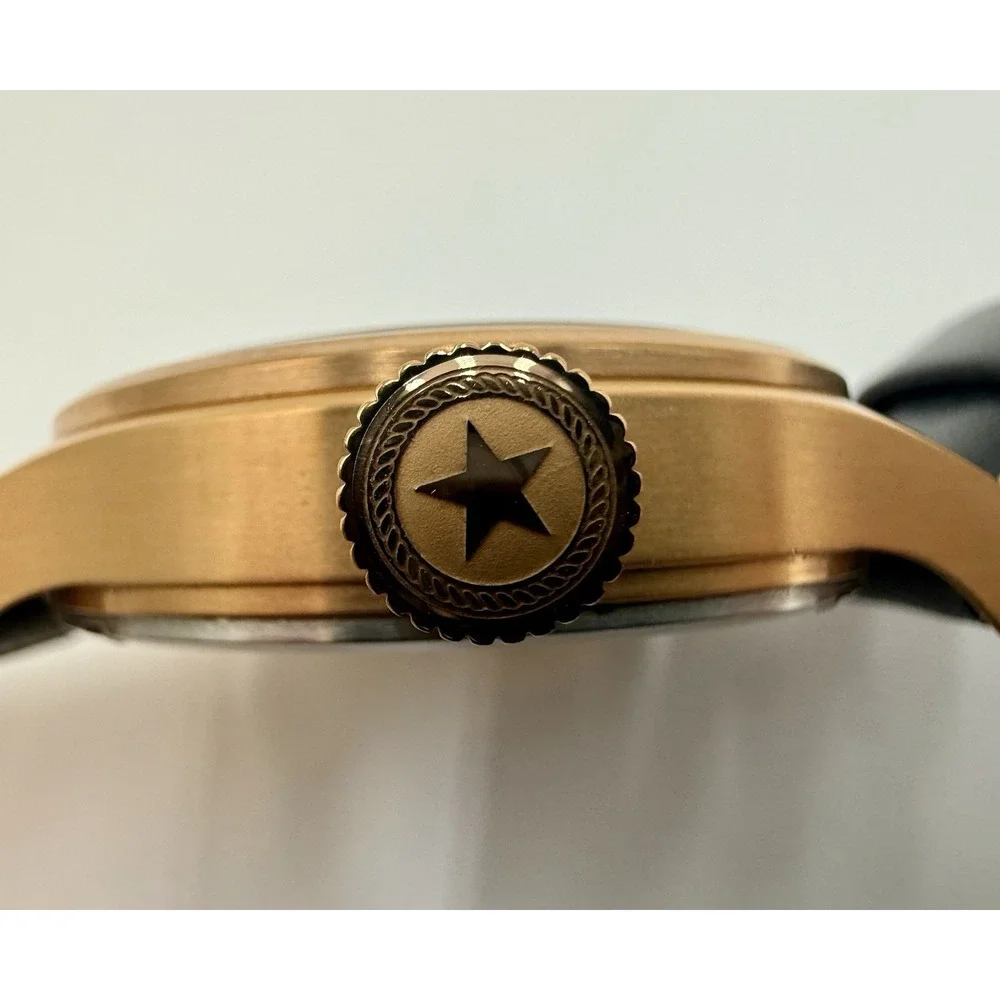 Jack Mason JM-A101 Aviator Pilot Watch Bronze Tone Black Leather 100M